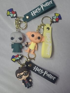Warner Bros. Kids Keychain Set with Voldemort Dobby and Harry Potter Figures 3pc
